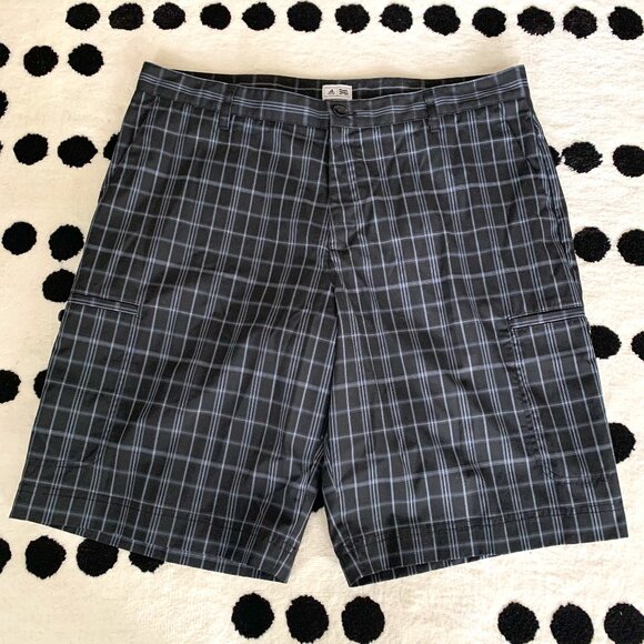 Adidas Plaid Striped Flat Front Cargo Casual Shorts - Picture 1 of 10